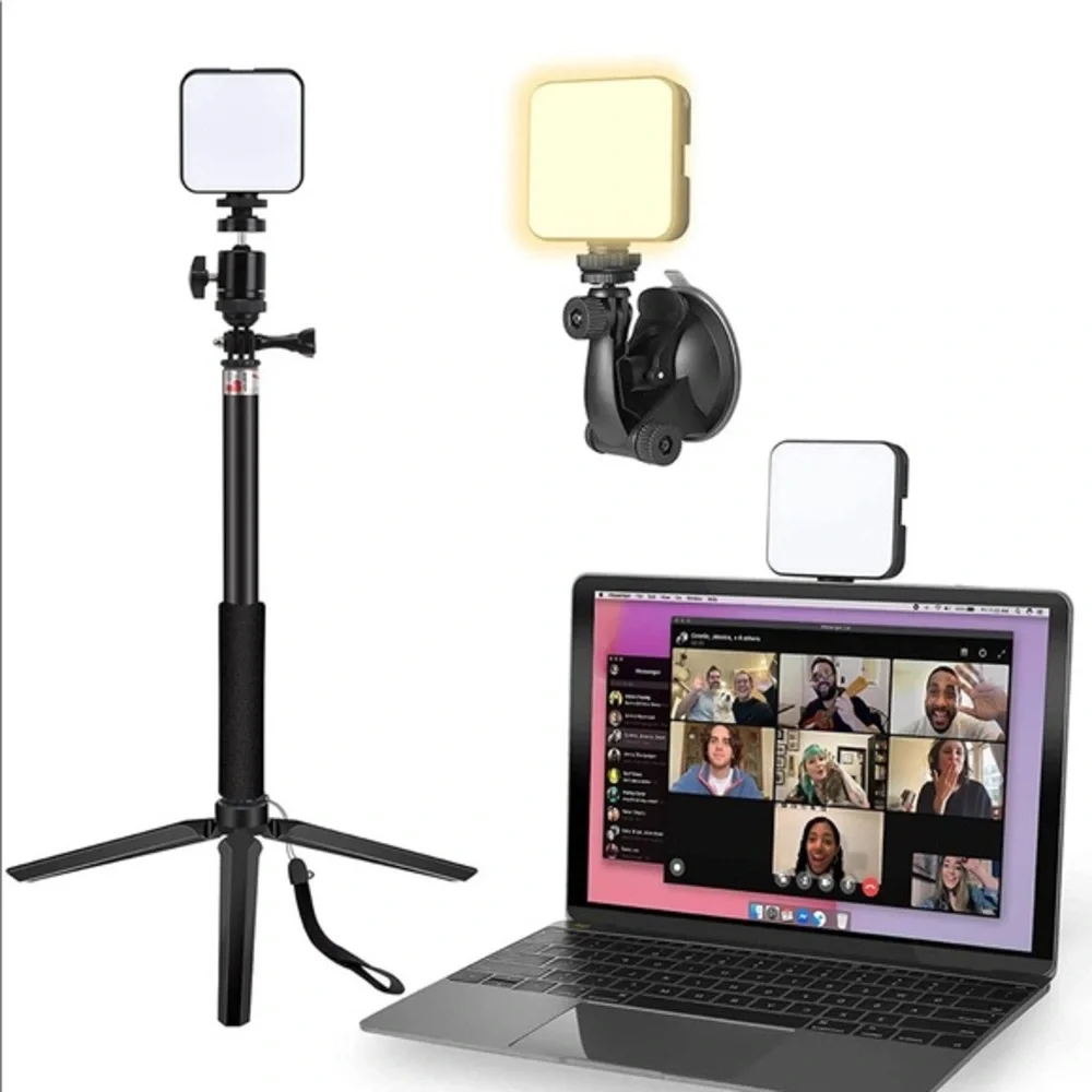 Streaming Video Conference Lighting Kit with Tripod Stand & Suction Cup